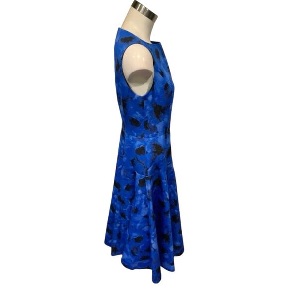 $2,295 MICHAEL KORS COLLECTION Italy Blue Black Floral Designer Dress – Size 14 - Picture 7 of 16